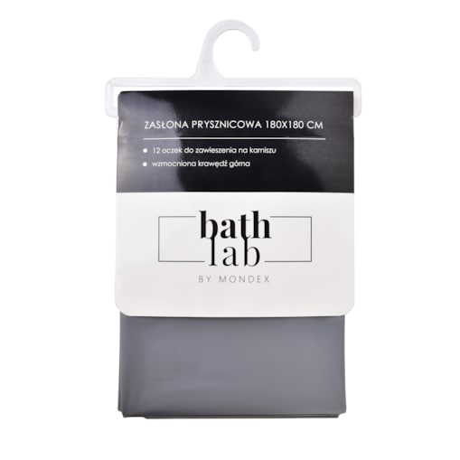 ZAC GREY Zasłona prysznicowa 180x180cm12 oczek