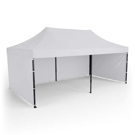 Pawilon ogrodowy Plonos PL-301 altana namiot handlowy imprezowy 3x6x3m 3 ściany biały