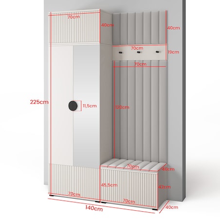 Pojemna garderoba do przedpokoju Ritmo wersja 4 Trinity 15 kaszmir