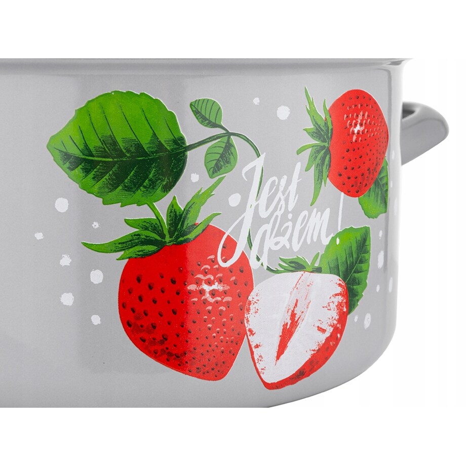 GARNEK EMALIOWANY pleszew 22 cm 5,3 L duży do gotowania zupa w TRUSKAWKI