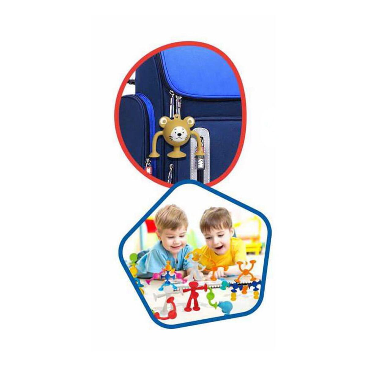 Wesołe zwierzątka 56 el - silikonowe klocki konstrukcyjne przyssawki