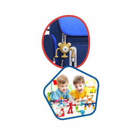 Wesołe zwierzątka 56 el - silikonowe klocki konstrukcyjne przyssawki