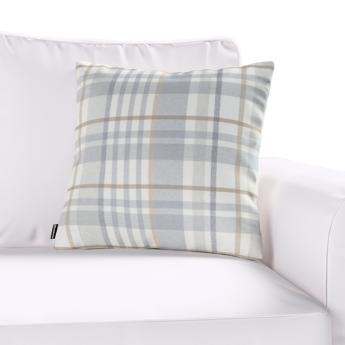 Poszewka Kinga na poduszkę 43x43 kratka beżowo-szary melanż