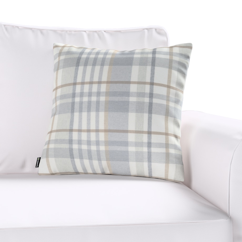 Poszewka Kinga na poduszkę 43x43 kratka beżowo-szary melanż