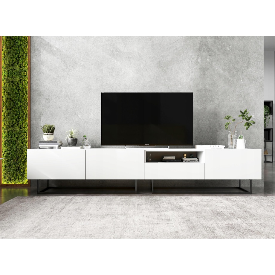 Szafka RTV Loft Biały MAT Komoda RTV Loft Szuflada 240 cm