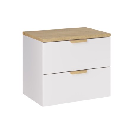 Szafka pod umywalkę wisząca z blatem z białego dębu, ASTER 60 cm