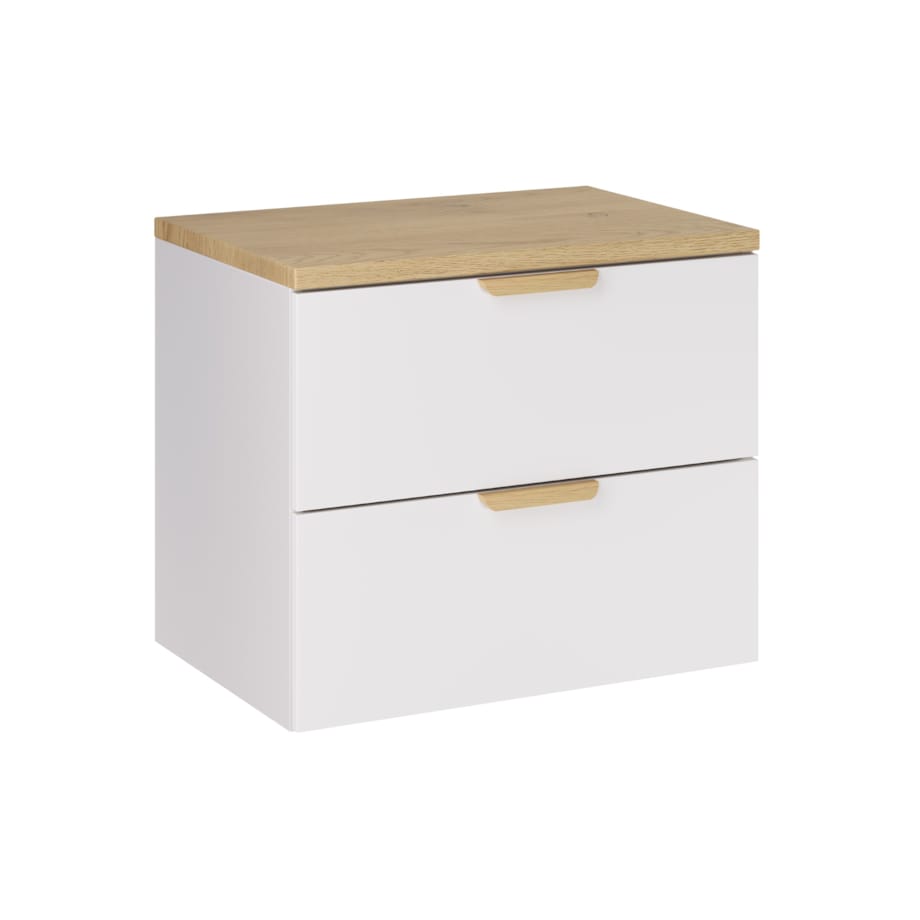 Szafka pod umywalkę wisząca z blatem z białego dębu, ASTER 60 cm