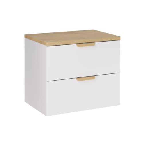 Szafka pod umywalkę wisząca z blatem z białego dębu, ASTER 60 cm