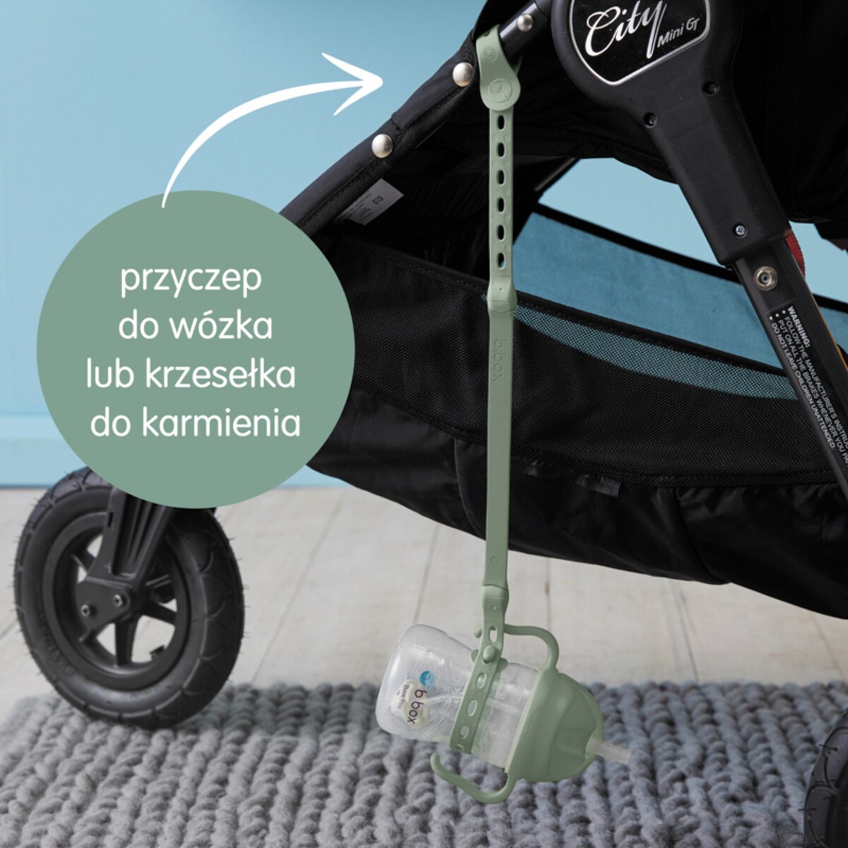 Smycz do bidonu ze słomką 240 ml dla dziecka szałwiowa b.box