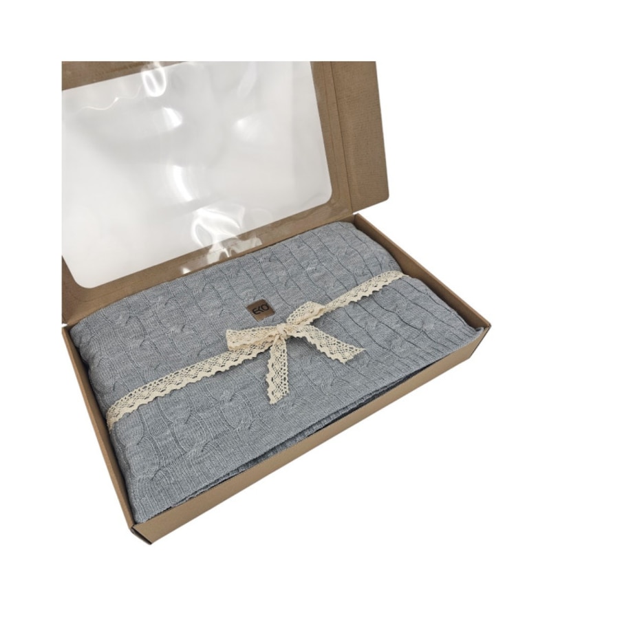 Koc dzianinowy kaszmir 150x200 cm – VERONA POPIEL