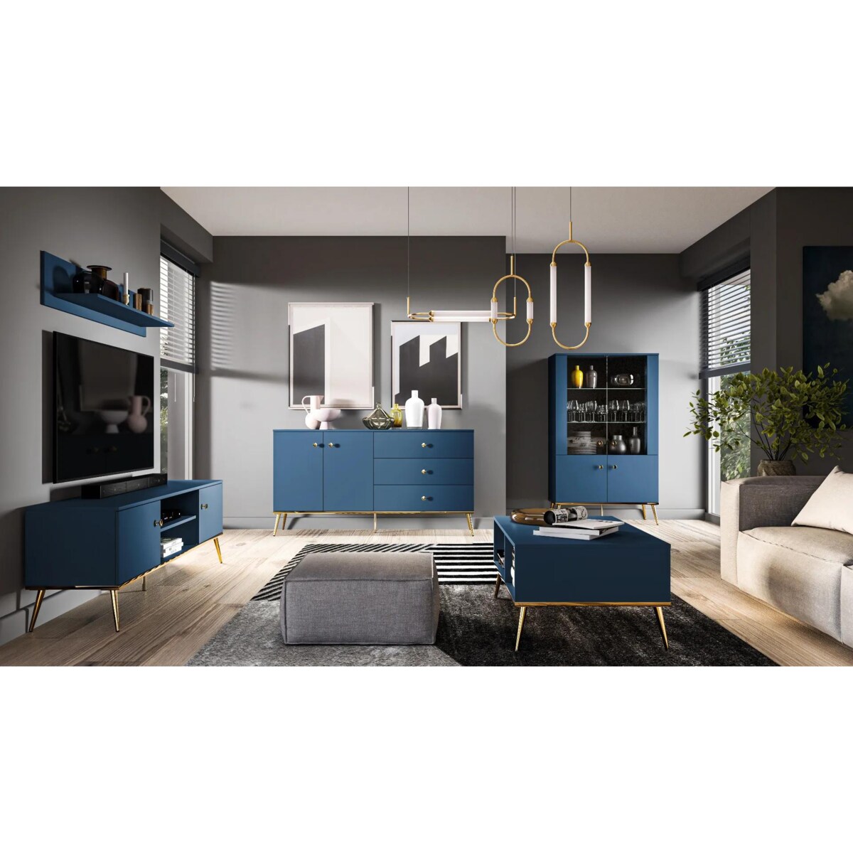 Witryna niska BLU granatowa