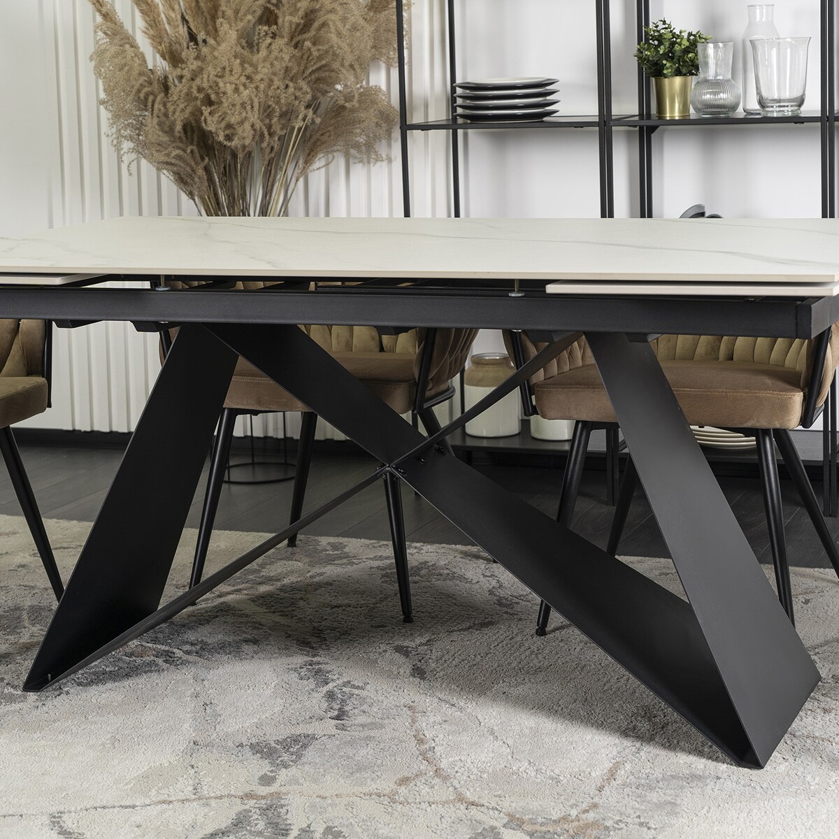 Stół ceramiczny rozkładany do jadalni spiek kwarcowy biały 160-240 cm VICTOR