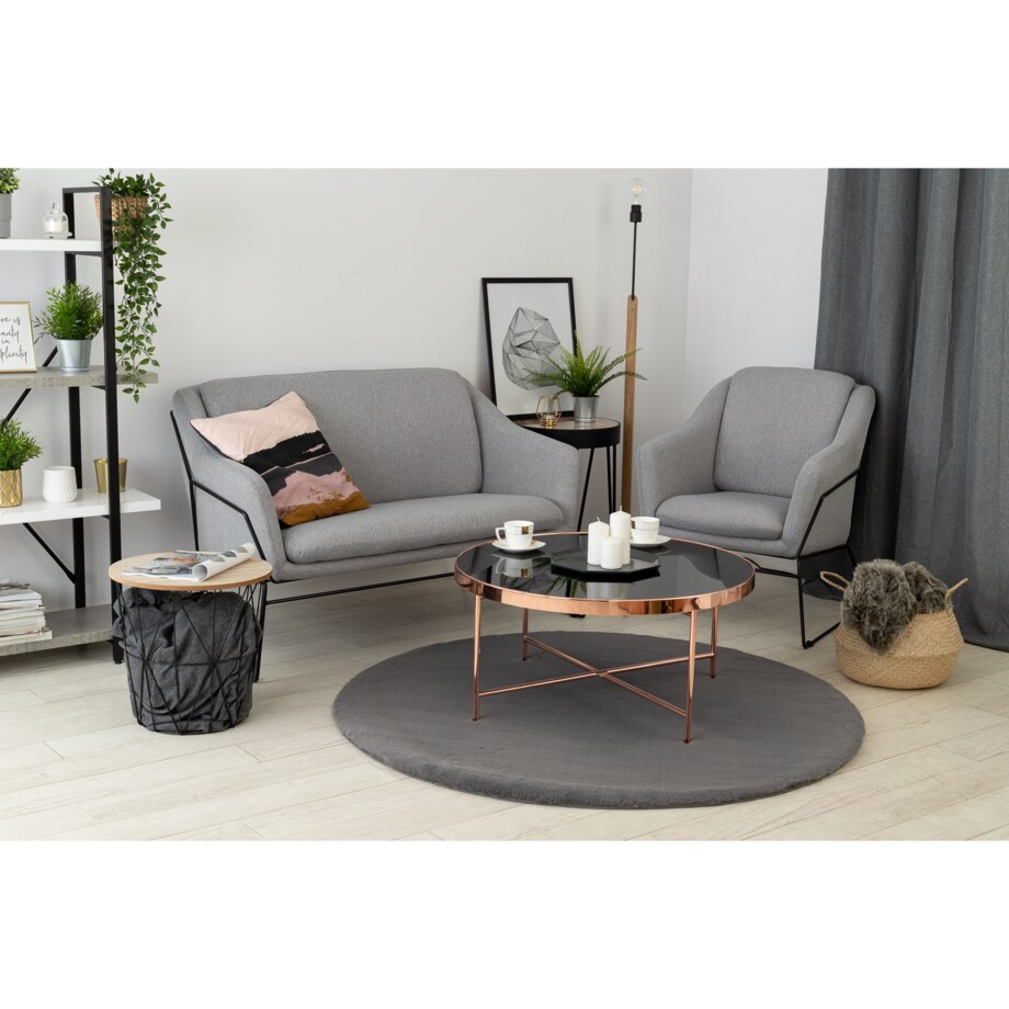 Dywan BUNNY koło antracyt IMITACJA FUTRA koło 100 cm