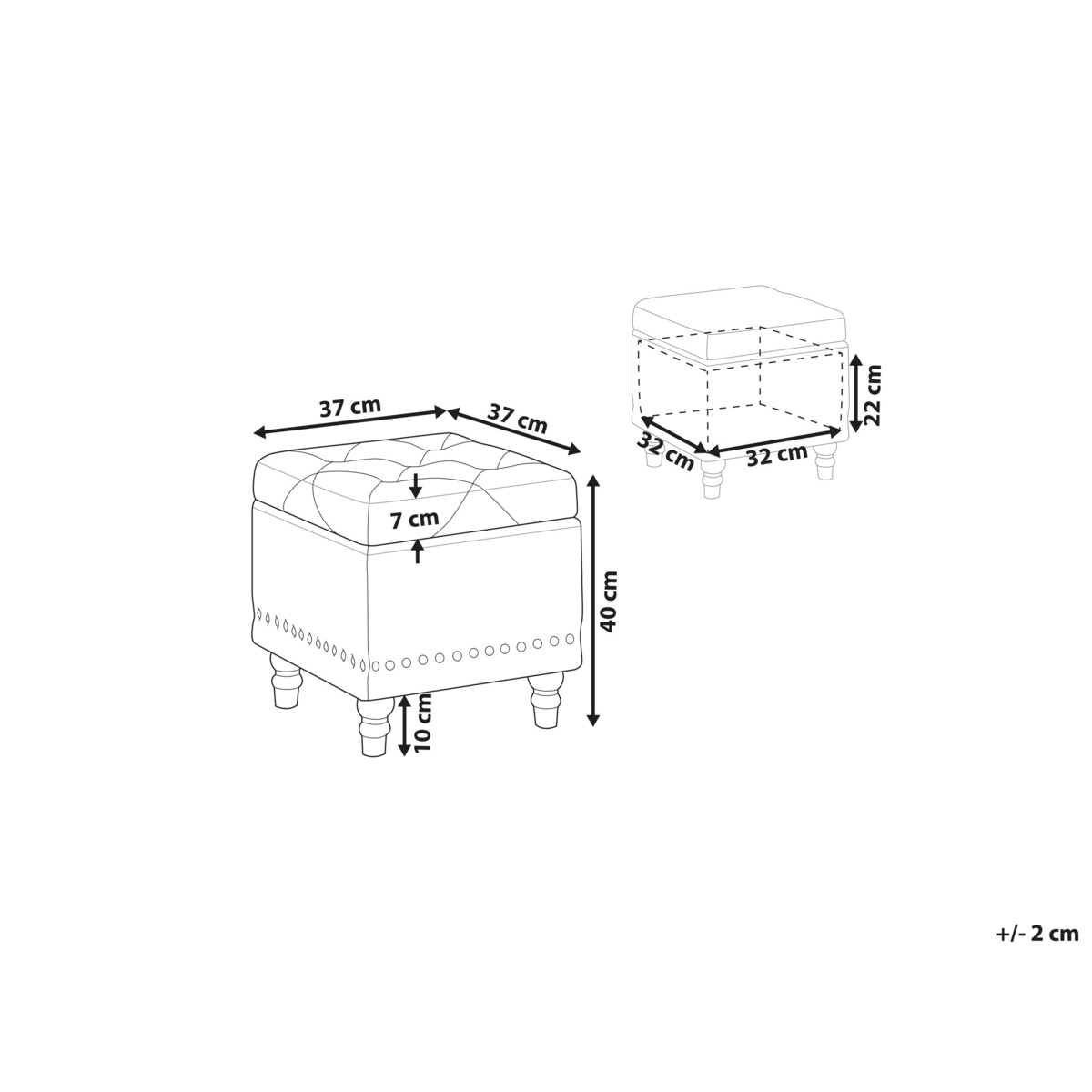 Puf ze schowkiem welurowy 37 x 37 x 40 cm beżowy LORETTO