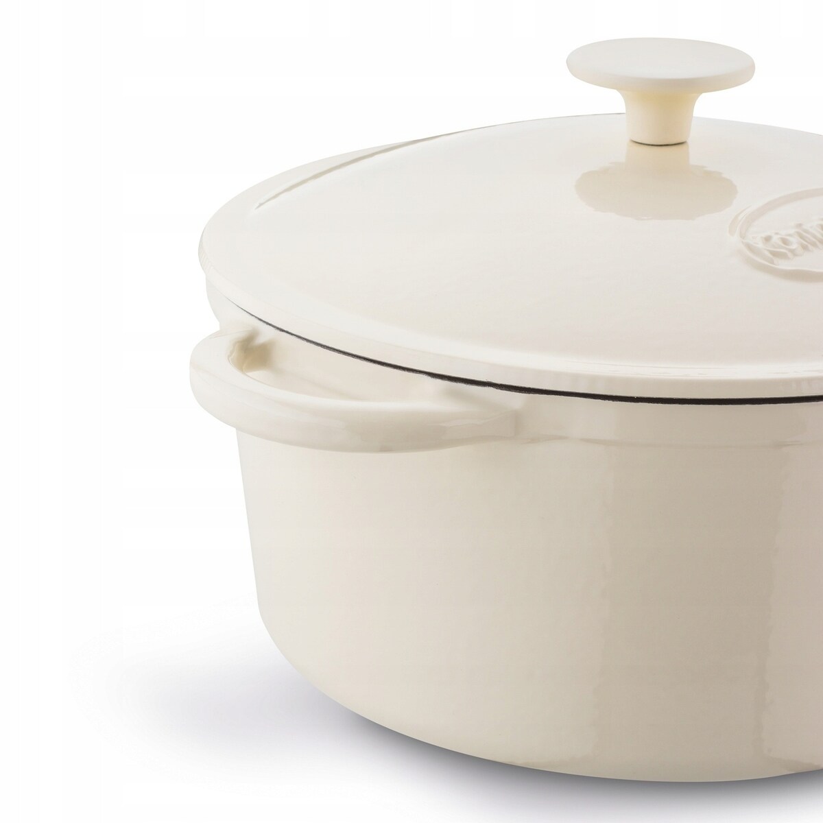 Gęsiarka żeliwna emaliowana brytfanna garnek 5 L okrągła KREMOWA gotowanie