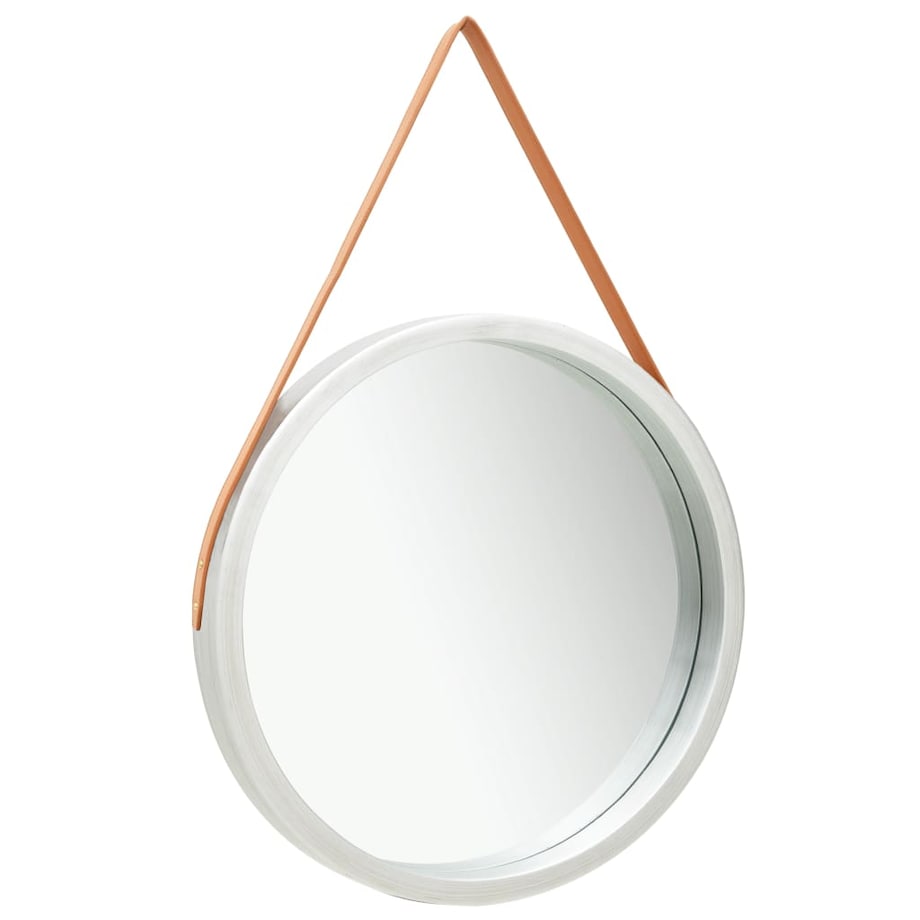 vidaXL Lustro ścienne na pasku, 60 cm, srebrne