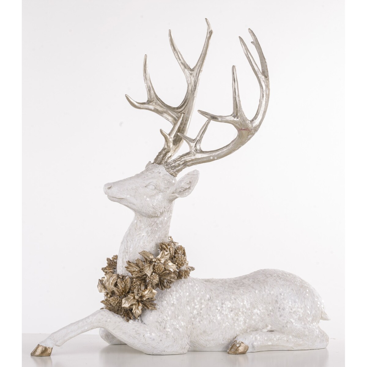 Figurka - jeleń leżący 53x50x29 cm SASEUM srebrny