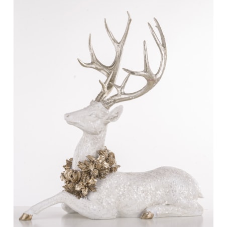 Figurka - jeleń leżący 53x50x29 cm SASEUM srebrny
