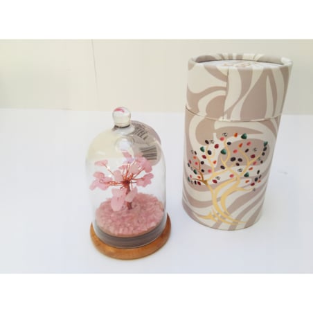 Drzewko z KAMIENI KWARCU amulet talizman na szczęście w Szklanej Kopule box