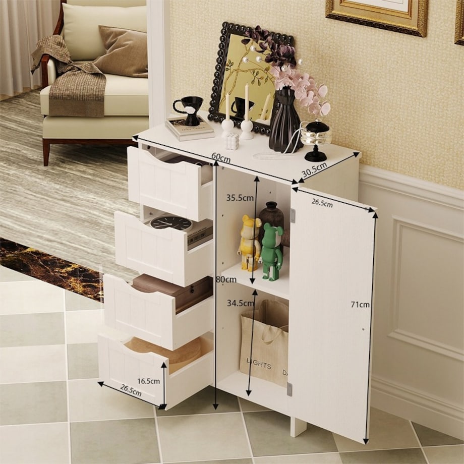 Szafka regał komoda łazienka przedpokój loft 3 szuflady biała wysoka 80 cm