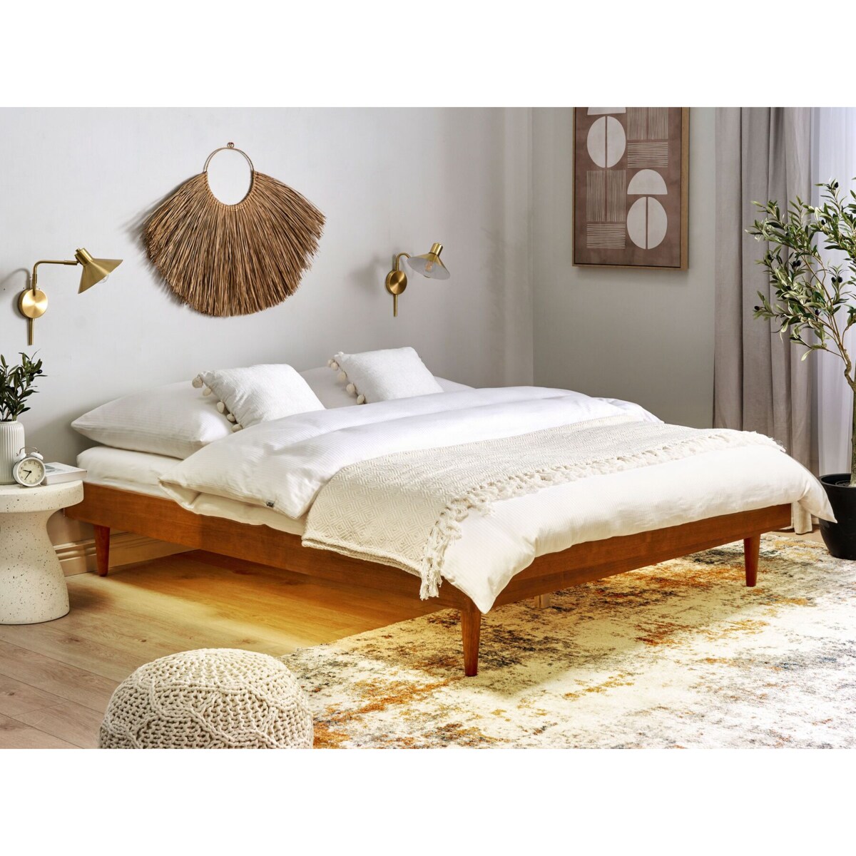 Łóżko LED TOUCY 180 x 200 cm Jesion brązowy