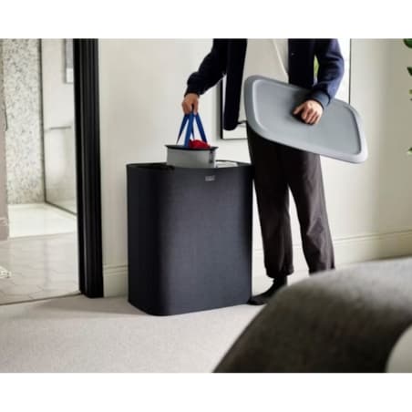 Kosz na pranie czarny Tota Trio, 90 l, Joseph Joseph