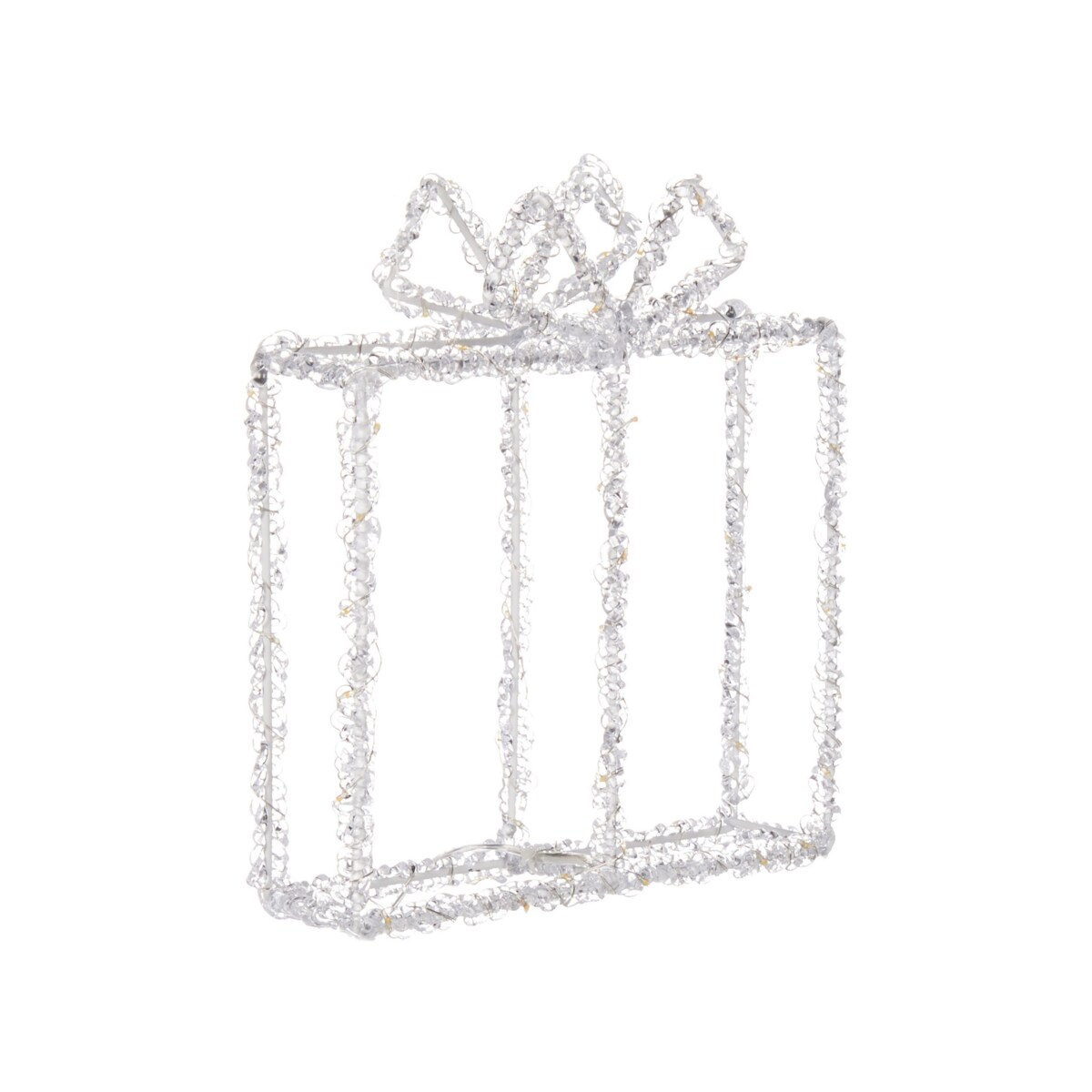 Dekoracja ogrodowa LED prezent świąteczny 25 cm biały KEMI