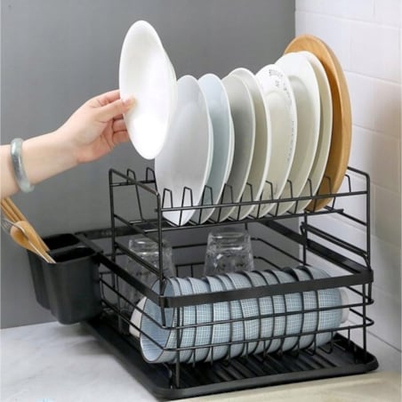 Suszarka do naczyń dwupoziomowa Ociekacz 43x32x27cm czarna KRISBERG