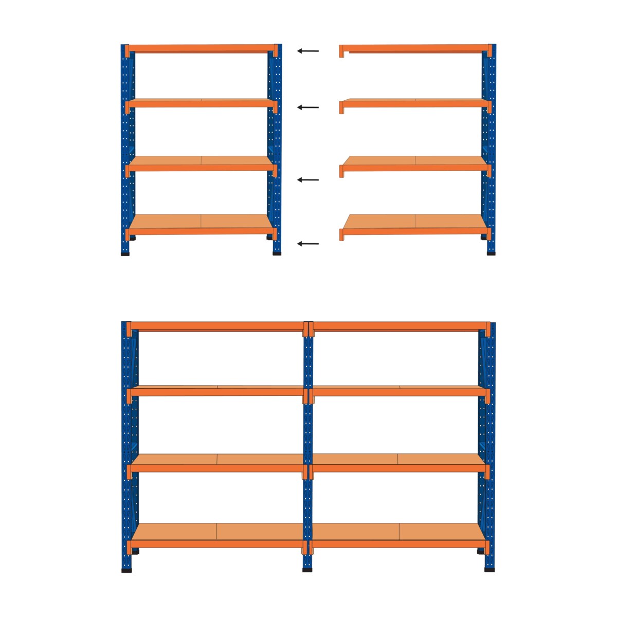 Regał magazynowy FIUGGI Metal 200 cm 60 cm Pomarańczowy