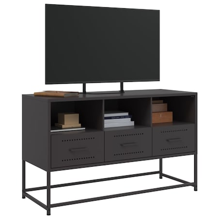 vidaXL Szafka pod telewizor, czarna, 100,5x39x60,5 cm, stalowa