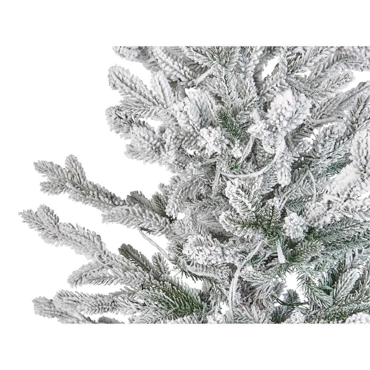 Ośnieżona sztuczna choinka ze światełkami 180 cm biała BRISCO