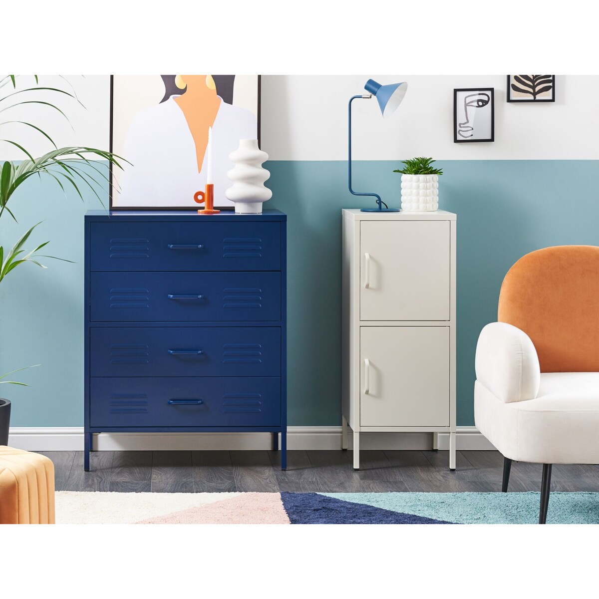 Komoda metalowa ciemnoniebieska ENAGO