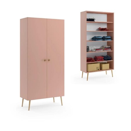 Szafa LEBEL z półkami 87cm różowa
