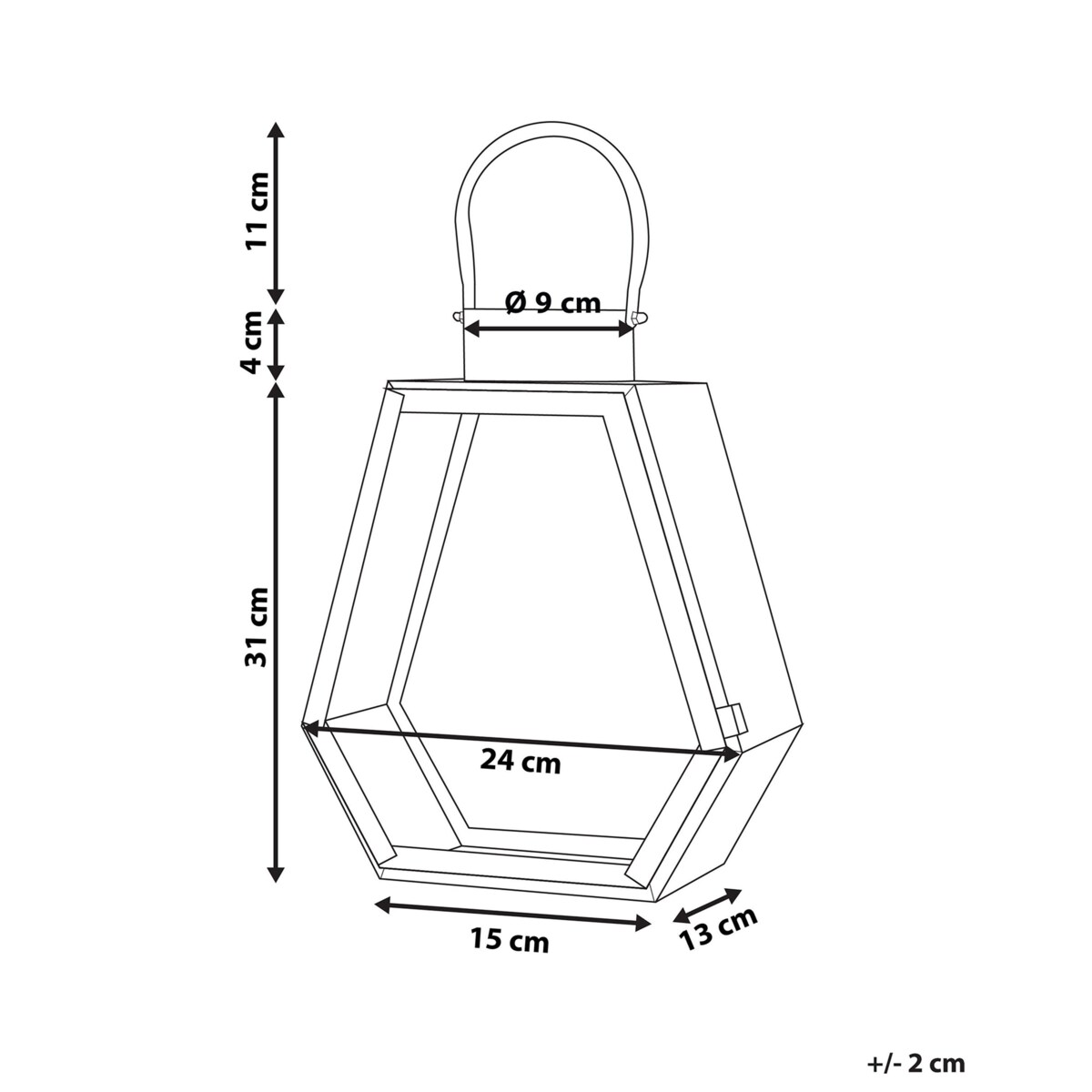 Lampion stalowy 35 cm srebrny CORSICA