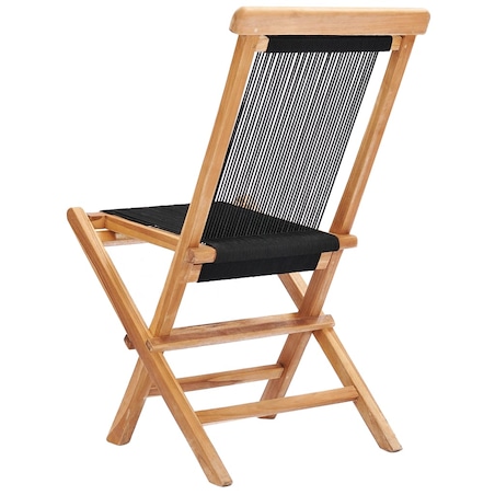 vidaXL Składane krzesła ogrodowe, 2 szt., lite drewno tekowe i sznurek