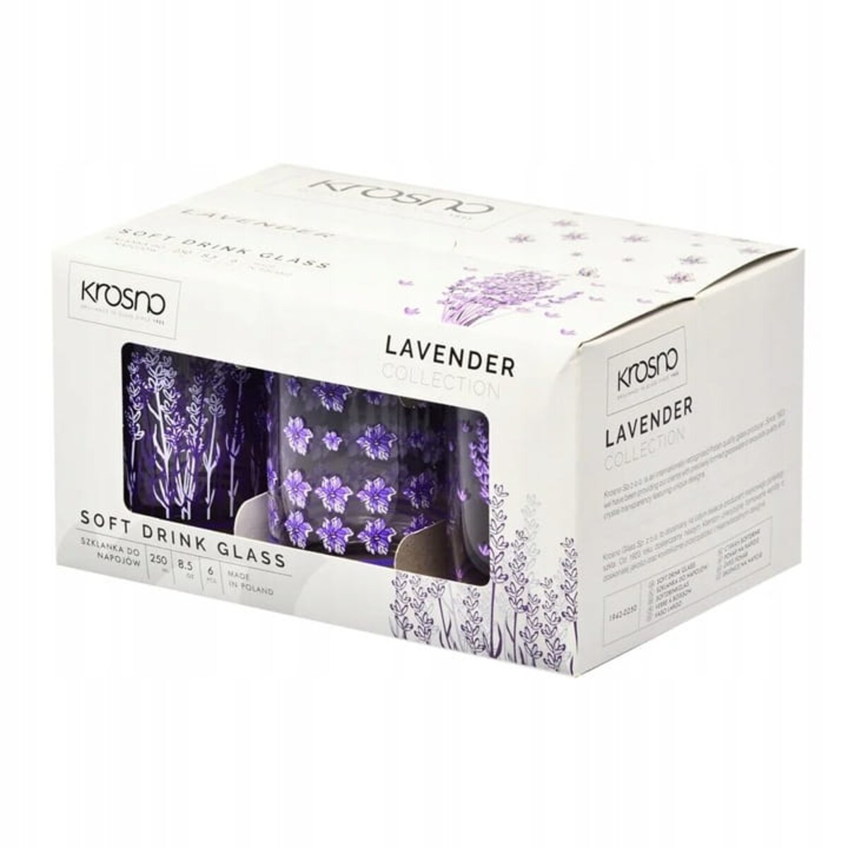 Szklanki do herbaty z lawendą KROSNO 6szt 250ml