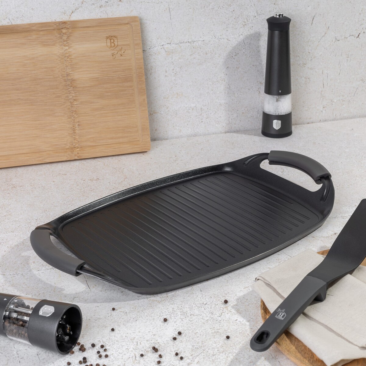 Płyta grillowa taca do smażenia z powłoką tytanową 47x29cm BERLINGER HAUS Antracit