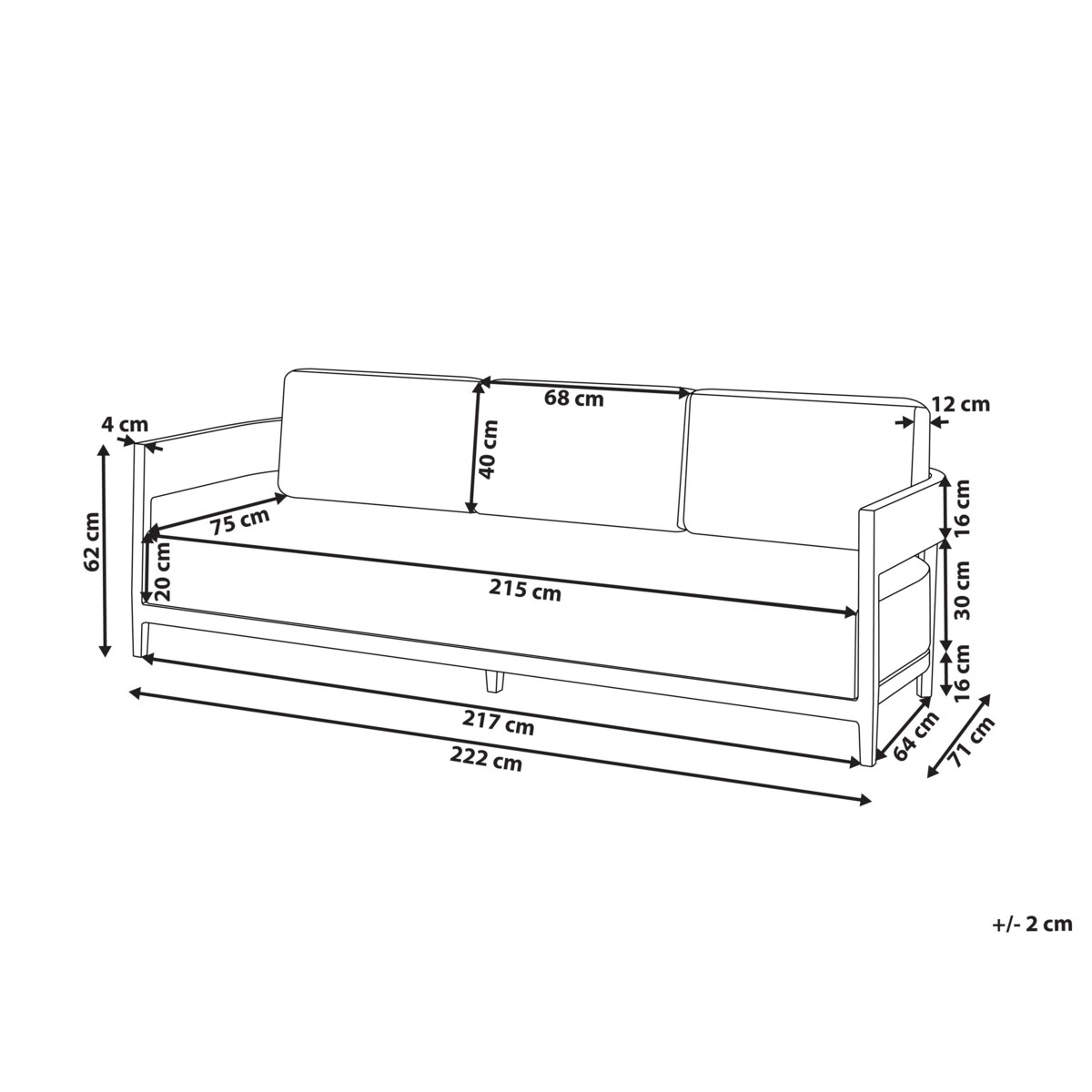 Sofa ogrodowa dla 3 osób SAMPIERI Metal Brązowy