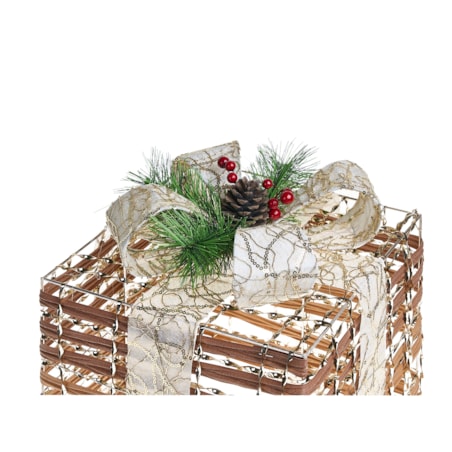 Zestaw 3 dekoracji świątecznych LED TISSO Prezenty świąteczne 20/25/30 cm Brązowy