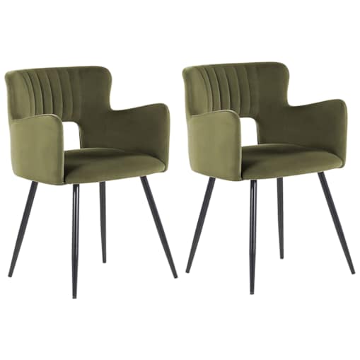 2 krzesła do jadalni welurowe zielony oliwkowy SANILAC