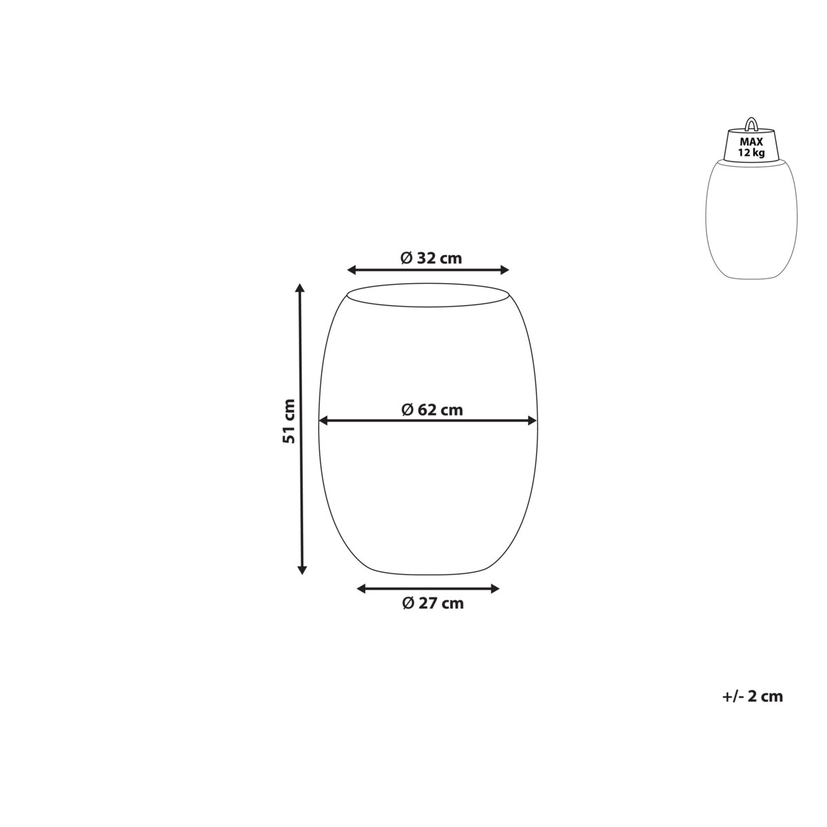 Stolik pomocniczy duży czarny UHANA