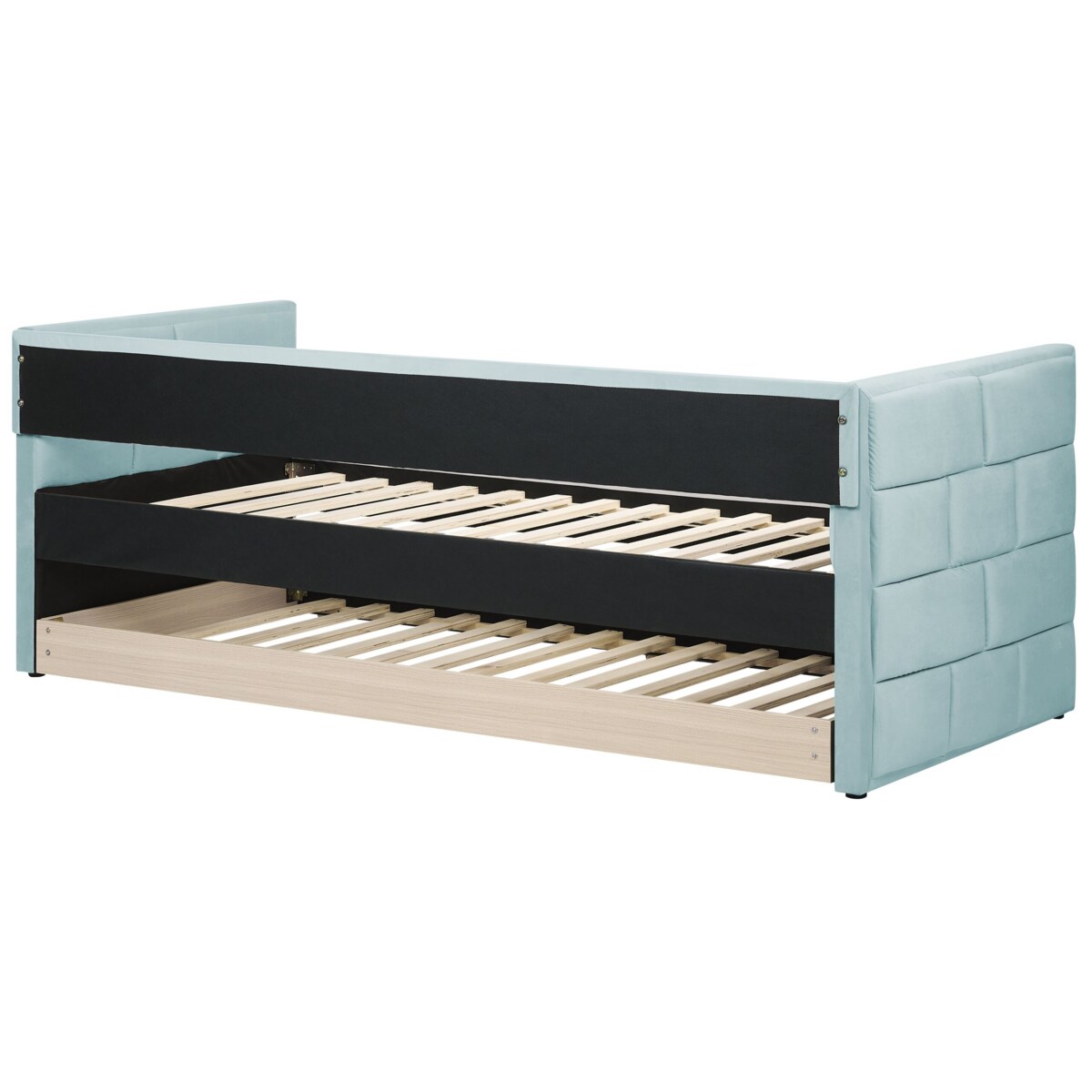 Łóżko wysuwane welurowe 90 x 200 cm miętowo zielone CHAVONNE