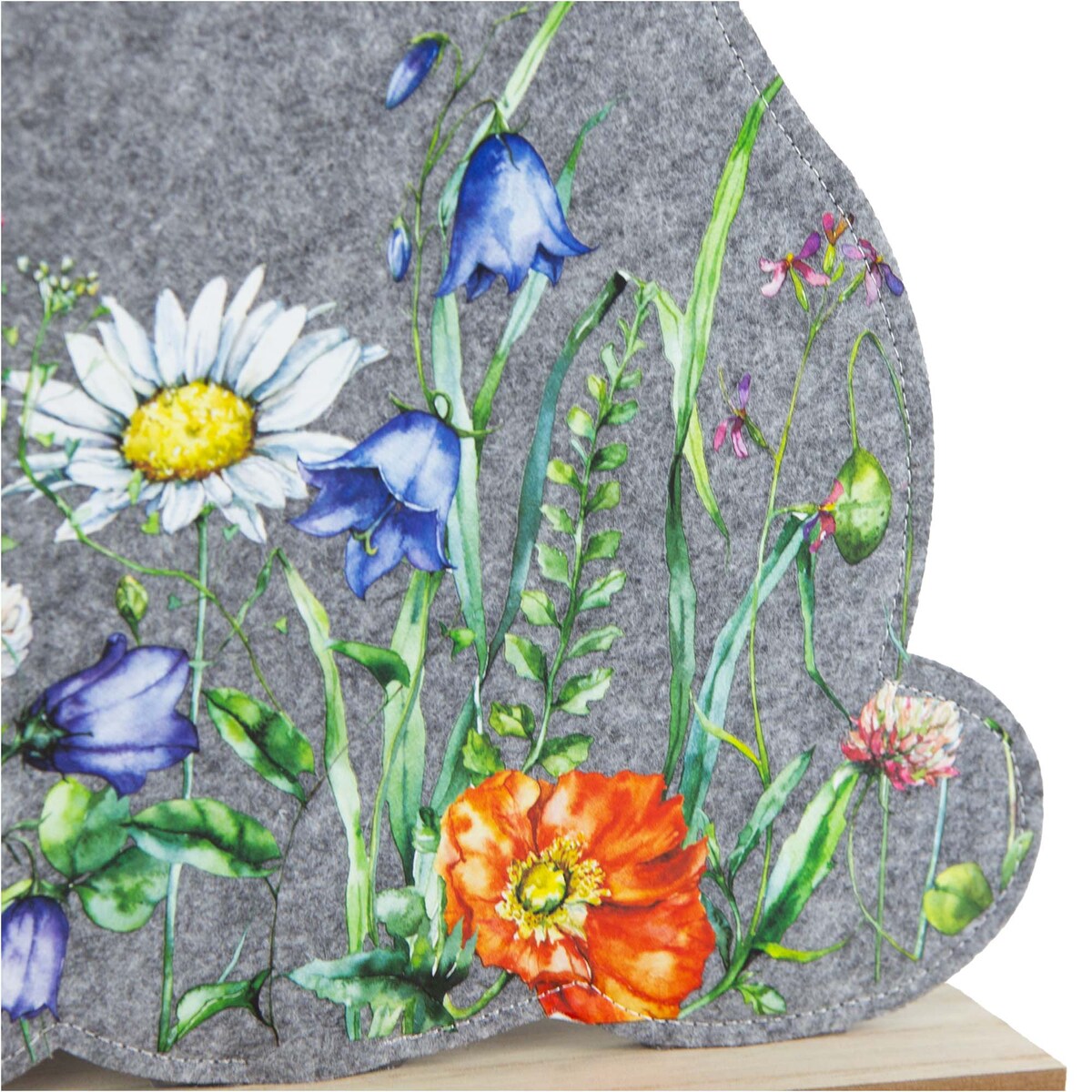 Królik Zajączek Wielkanocny Dekoracja Stojąca Ozdoba Drewniana Podstawka Ciemnoszary