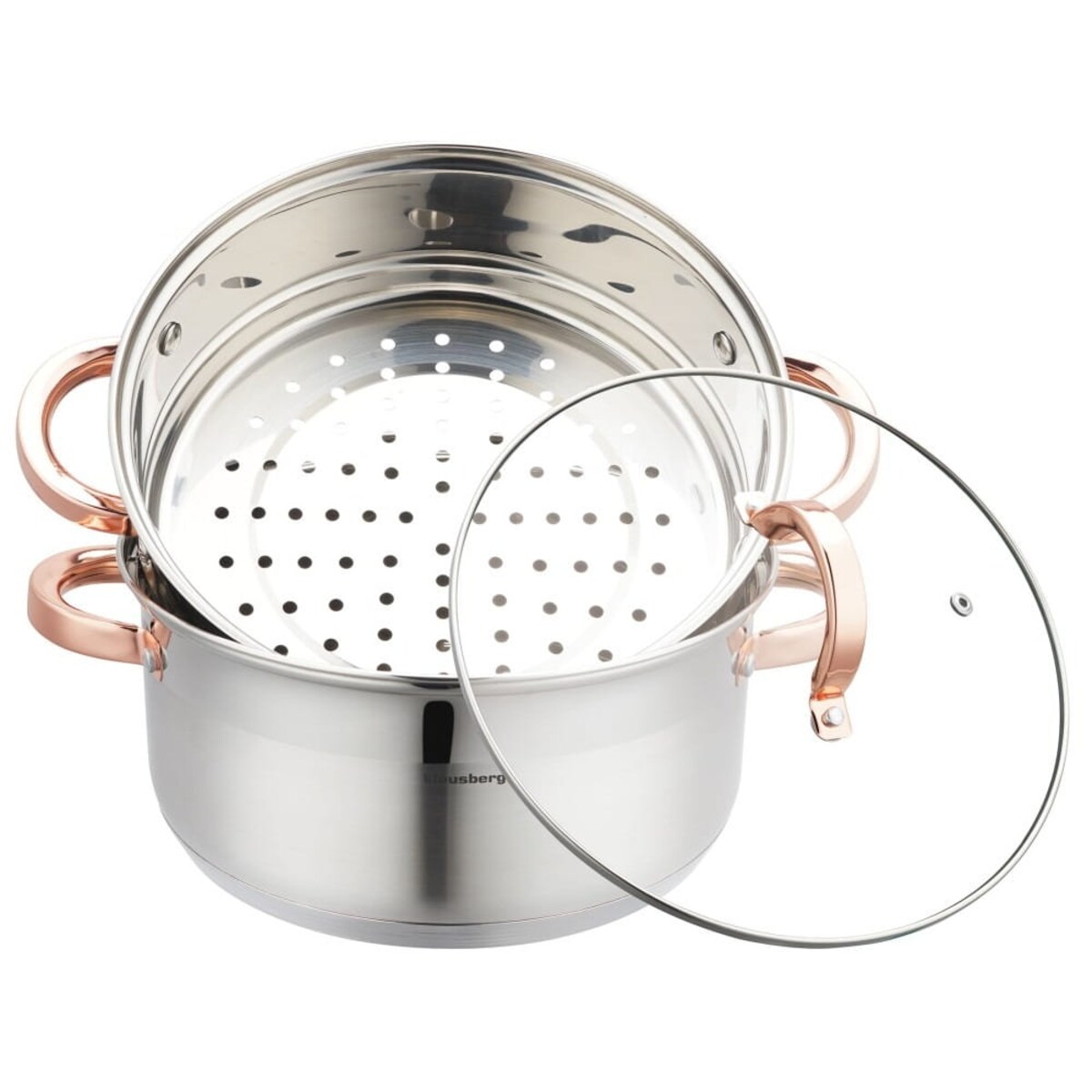 Zestaw garnków do gotowania na parze 24cm 3 elementy Parowar Rose Gold KLAUSBERG