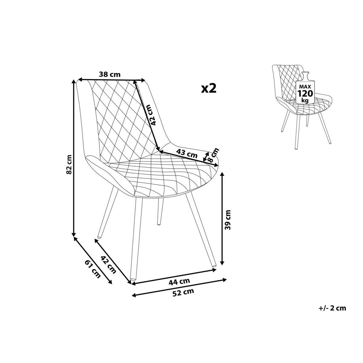 Zestaw 2 krzeseł do jadalni ekoskóra ciemnobrązowy MARIBEL