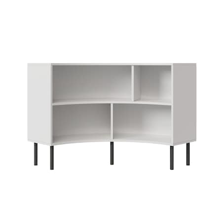 Nowoczesny narożny niski regał na książki Skandica HORN z czarnymi nogami / biały / szer. 100 cm