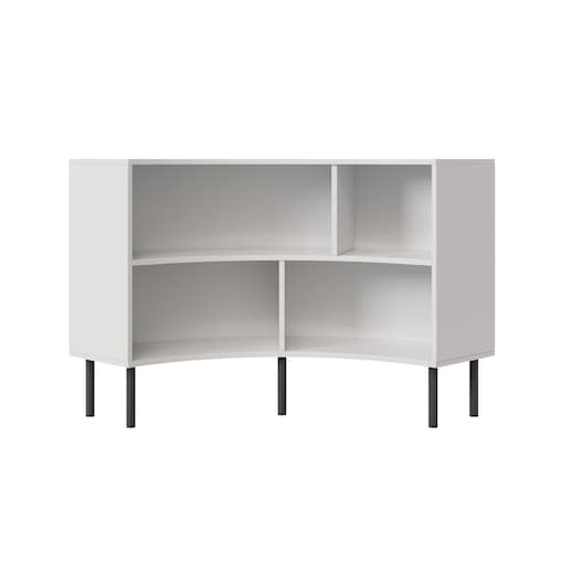Nowoczesny narożny niski regał na książki Skandica HORN z czarnymi nogami / biały / szer. 100 cm