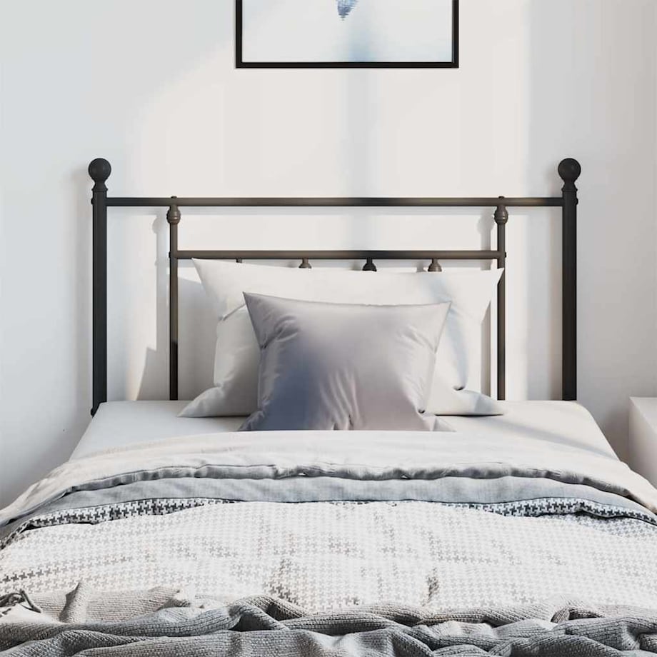 vidaXL Metalowe wezgłowie, czarne, 100 cm