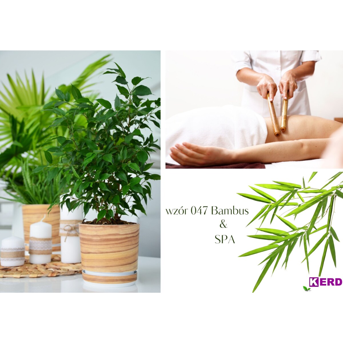 21 cm wzór BAMBUS * Doniczka z podstawką drewnopodobna imitacj deski drewna styl naturalny skandynawski