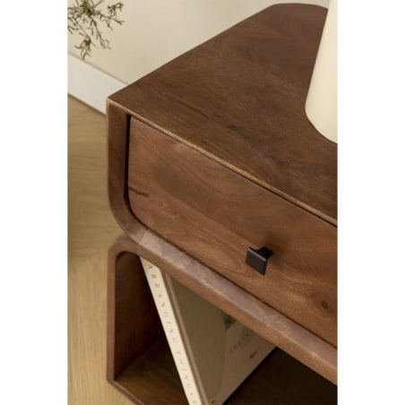 Szafka stolik nocny drewno mango, brązowy, Ferni, 40x35 cm